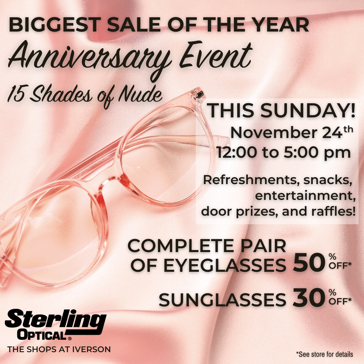 Sterling Optical Temple Hills Anniversary Event Nov 24th